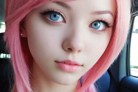 AI girl with pink hair wallpaper