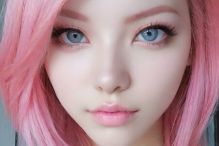 AI girl with pink hair wallpaper