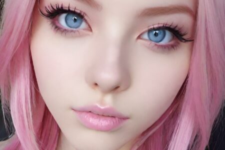 AI girl with pink hair wallpaper