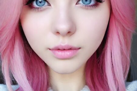 AI girl with pink hair wallpaper