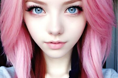 AI girl with pink hair wallpaper