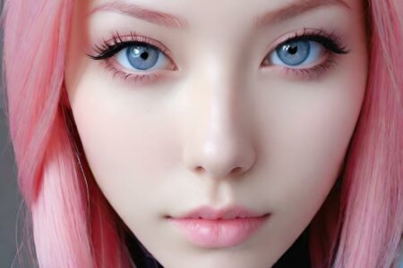 AI girl with pink hair wallpaper