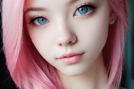 AI girl with pink hair wallpaper