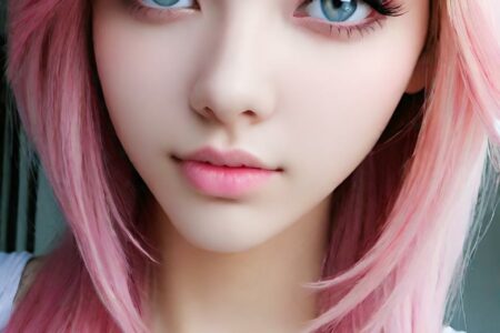 AI girl with pink hair wallpaper