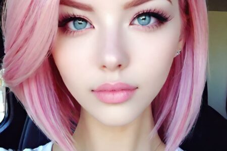AI girl with pink hair wallpaper