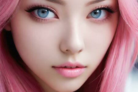 AI girl with pink hair wallpaper