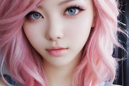 AI girl with pink hair wallpaper