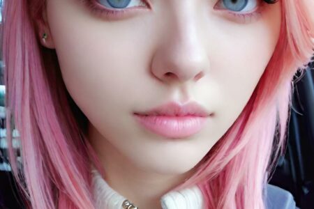 AI girl with pink hair wallpaper