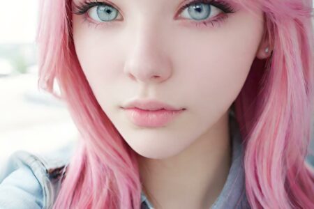 AI girl with pink hair wallpaper