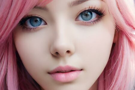 AI girl with pink hair wallpaper