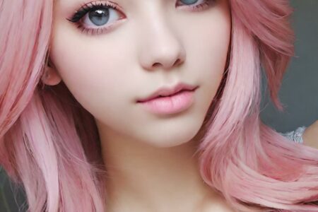 AI girl with pink hair wallpaper