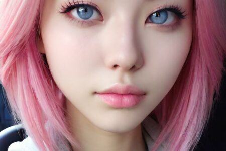 AI girl with pink hair wallpaper