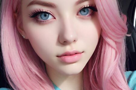 AI girl with pink hair wallpaper
