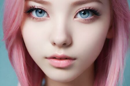 AI girl with pink hair wallpaper