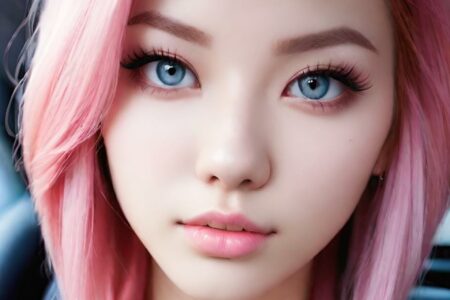 AI girl with pink hair wallpaper