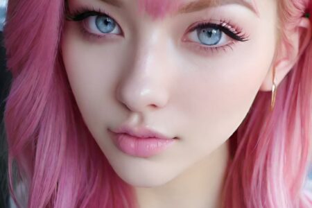 AI girl with pink hair wallpaper