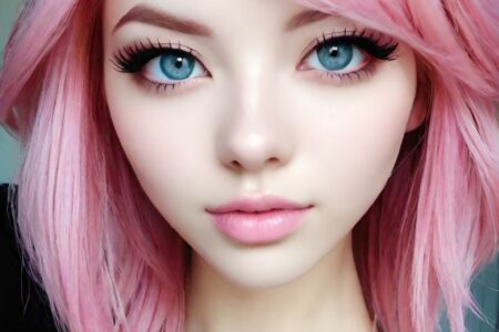 AI girl with pink hair wallpaper
