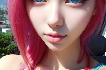 AI girl with pink hair wallpaper