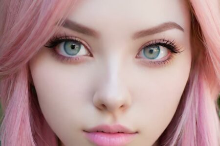 AI girl with pink hair wallpaper