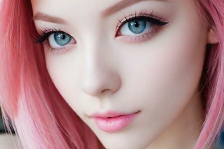 AI girl with pink hair wallpaper