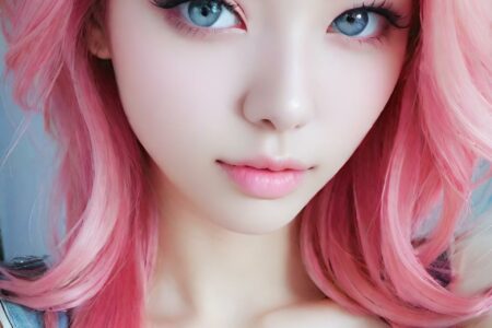 AI girl with pink hair wallpaper