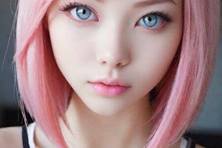 AI girl with pink hair wallpaper