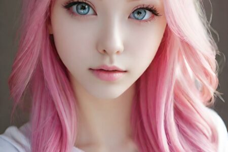 AI girl with pink hair wallpaper