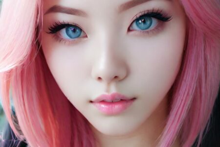 AI girl with pink hair wallpaper