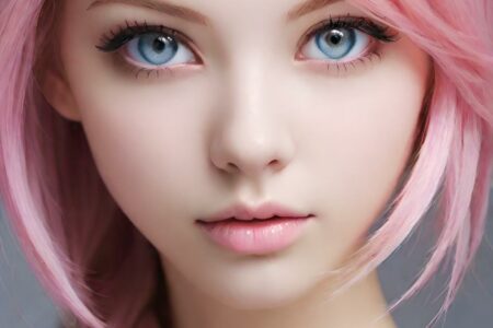 AI girl with pink hair wallpaper