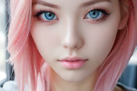 AI girl with pink hair wallpaper