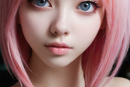 AI girl with pink hair wallpaper