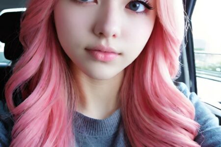 AI girl with pink hair wallpaper