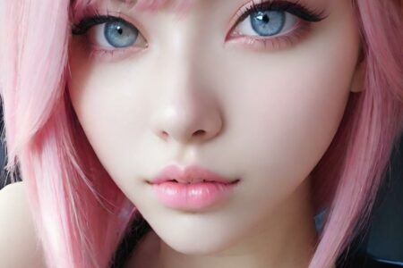 AI girl with pink hair wallpaper