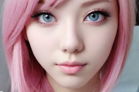 AI girl with pink hair wallpaper