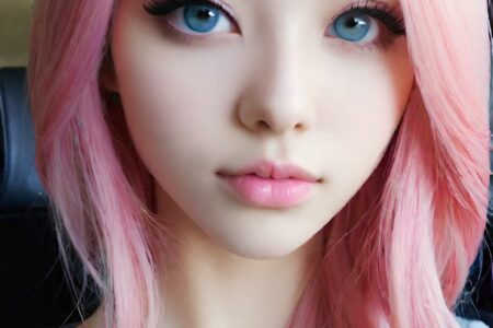 AI girl with pink hair wallpaper