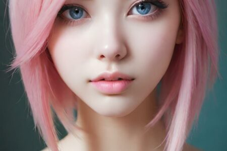 AI girl with pink hair wallpaper