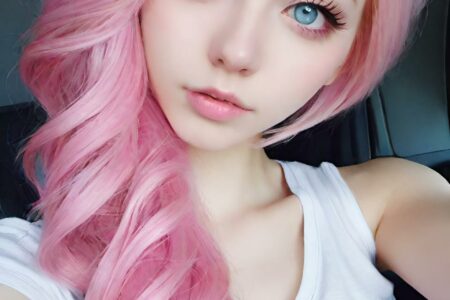 AI girl with pink hair wallpaper