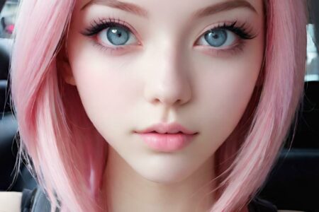 AI girl with pink hair wallpaper