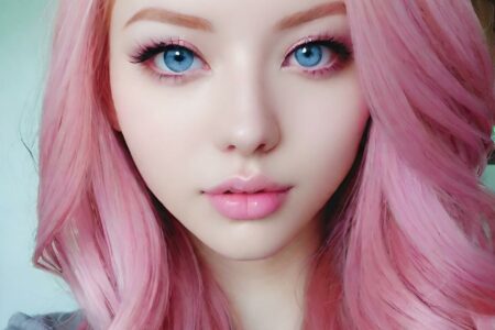 AI girl with pink hair wallpaper