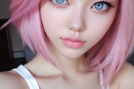 AI girl with pink hair wallpaper