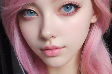 AI girl with pink hair wallpaper