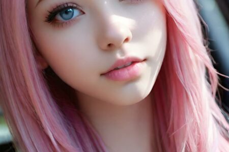 AI girl with pink hair wallpaper
