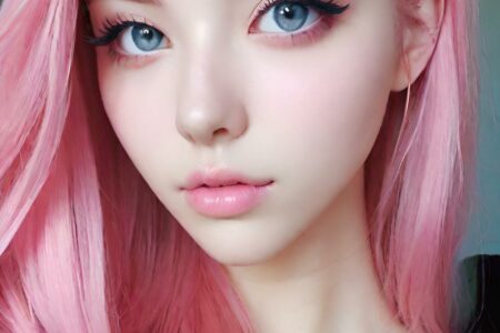 AI girl with pink hair wallpaper