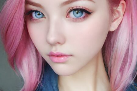 AI girl with pink hair wallpaper