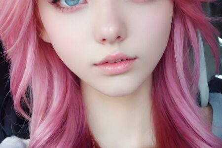 AI girl with pink hair wallpaper