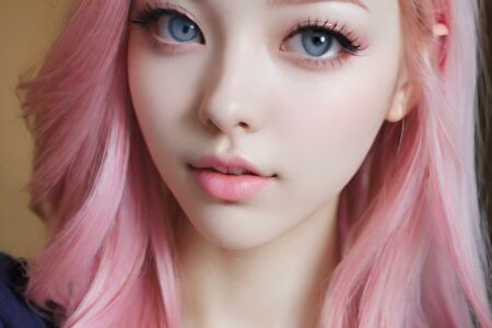 AI girl with pink hair wallpaper