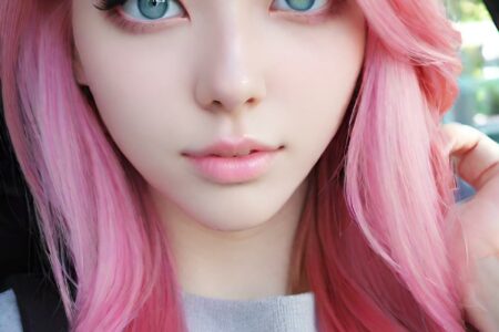 AI girl with pink hair wallpaper