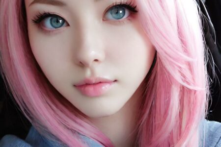 AI girl with pink hair wallpaper