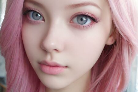 AI girl with pink hair wallpaper