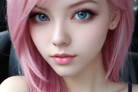 AI girl with pink hair wallpaper